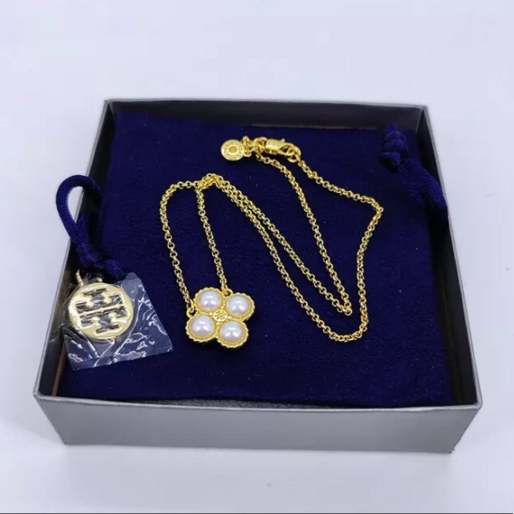 TORY BURCH Rope Pearl Clover Choker - Picture 3 of 7